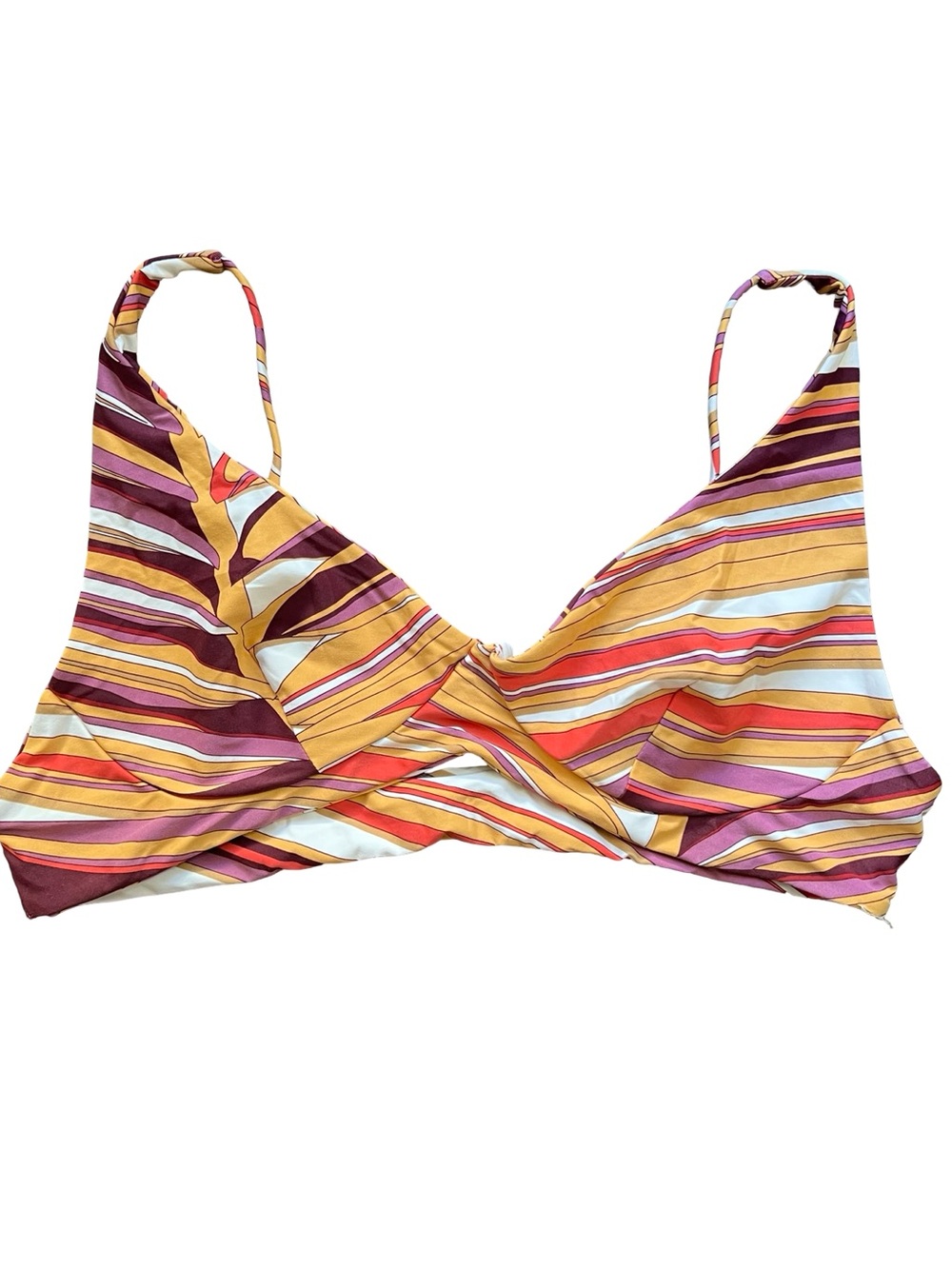O’Neill Striped Multicolor Bikini Top - Yellow, Burgundy, Pink Fits Like XS/S